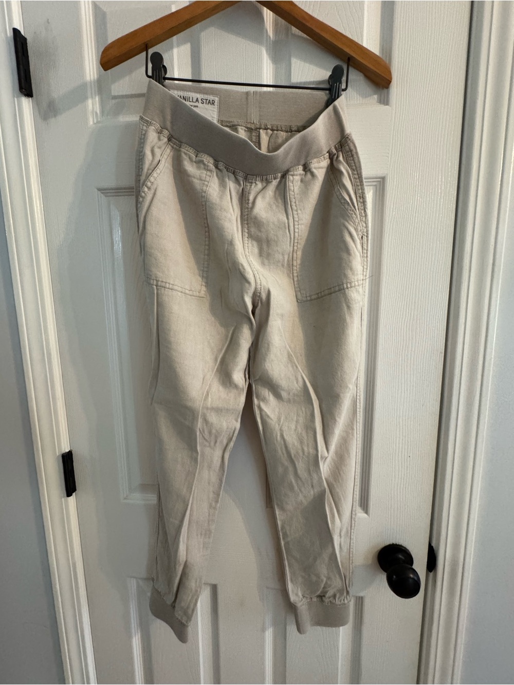 Vanilla Star Light Cream Jogger Pants with Elastic Waistband